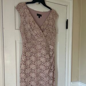 Blush pink floral sequined dress